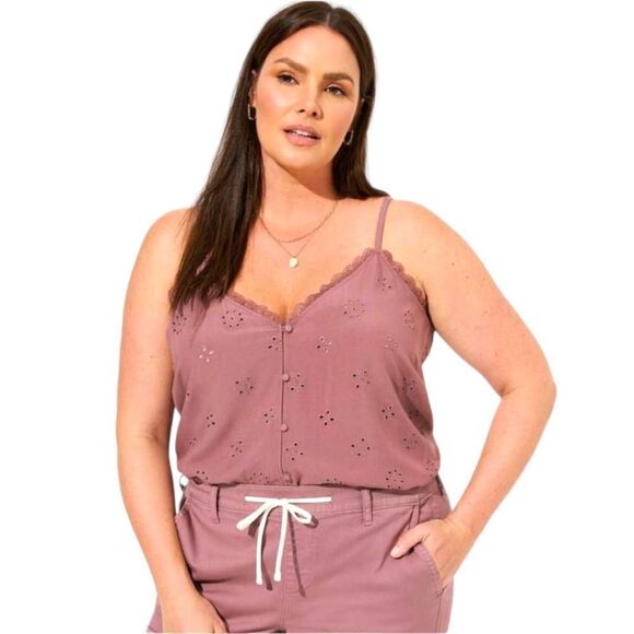  TORRID Plus Size Sophie eyelet cami & stretch twill boyfriend Short Set NWT 3X - Picture 5 of 15